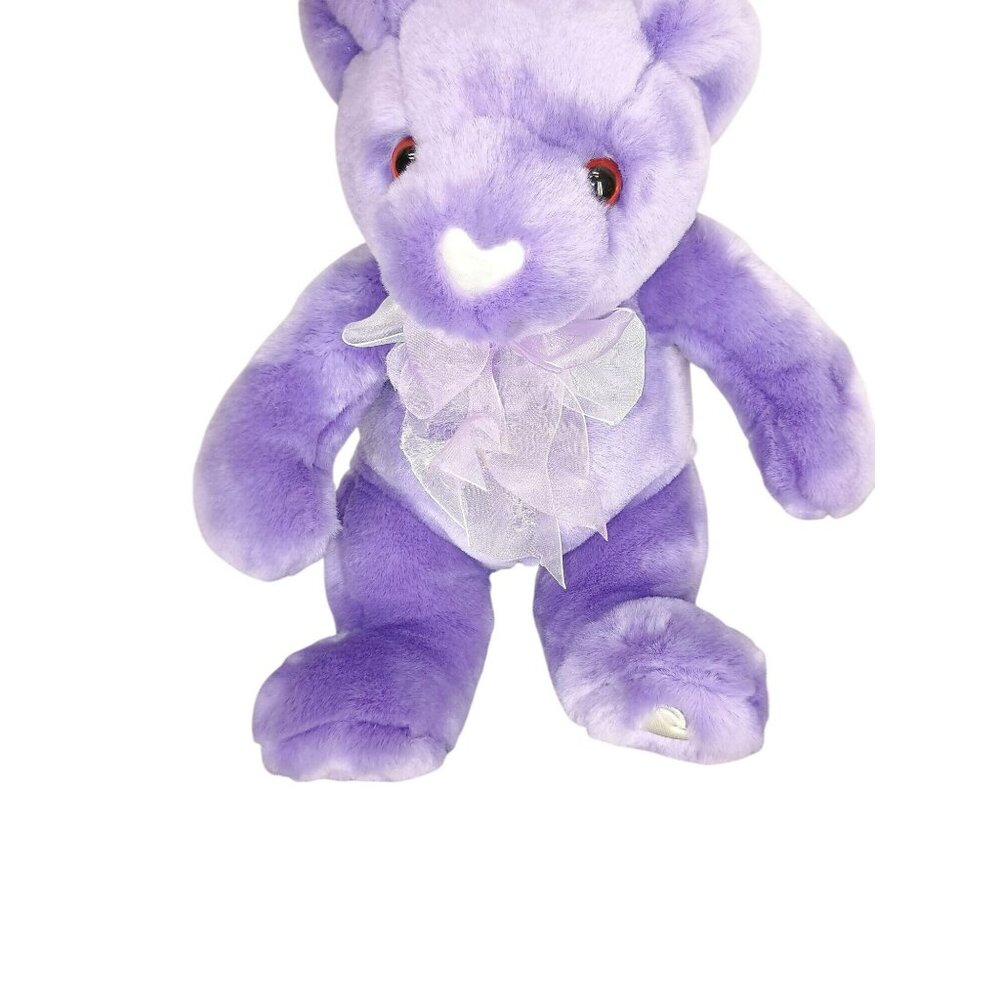 Commonwealth Teddy Bear Plush Lilac‎ Purple White Heart Nose 9" Vintage 2002